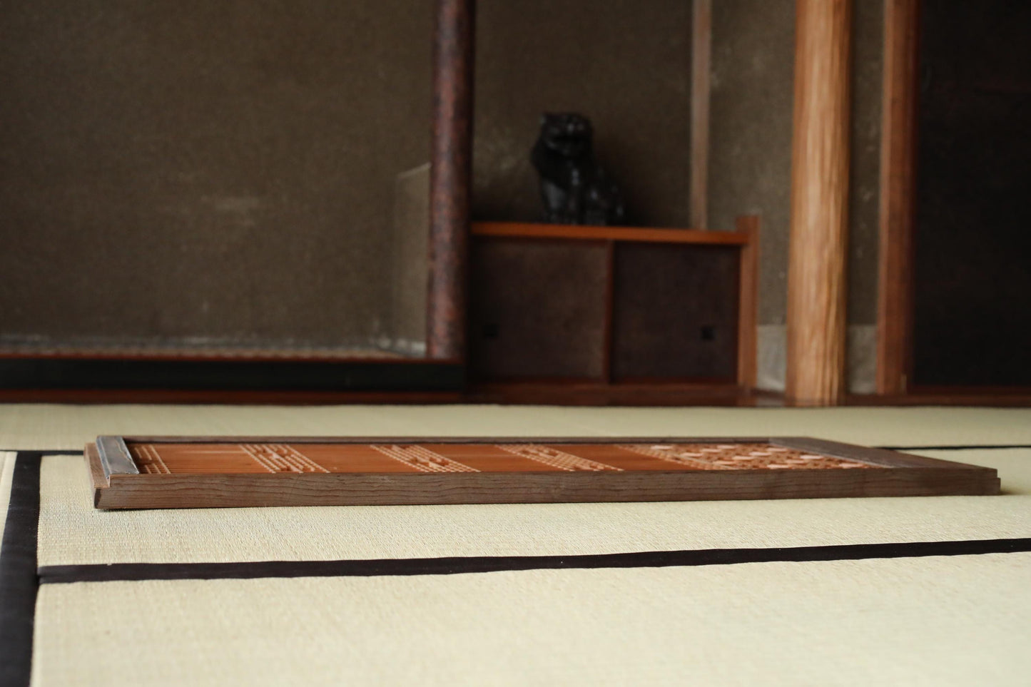 Japanese Furniture antique interior architectural screen,"kumiko, wooden framework" for a sliding screen, shoji, H38.6×17.3in/H98×44cm