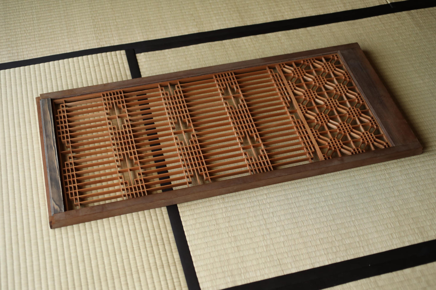 Japanese Furniture antique interior architectural screen,"kumiko, wooden framework" for a sliding screen, shoji, H38.6×17.3in/H98×44cm