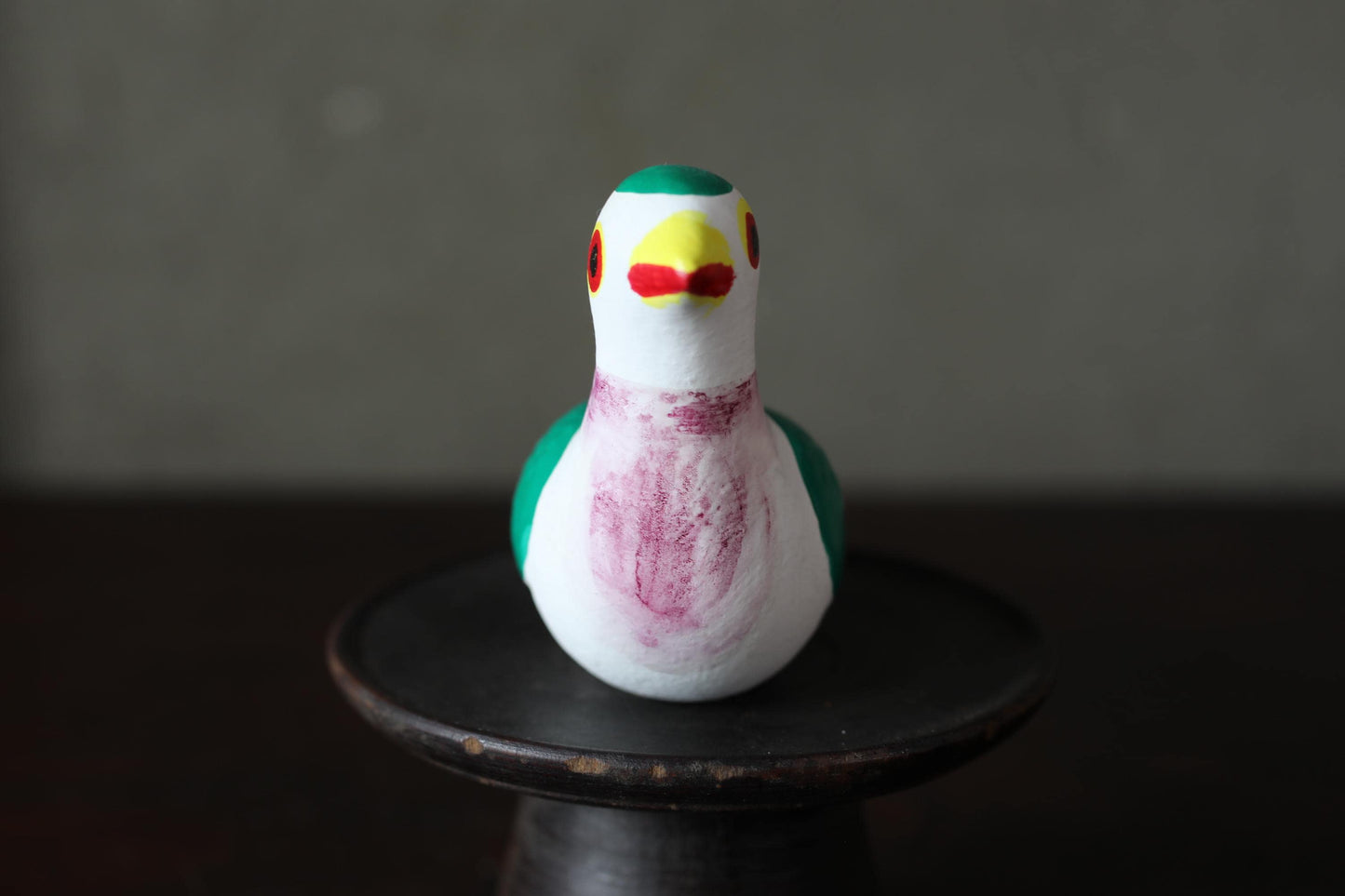 Japanese old pottery whistle Aomori and traditional toys Dove-shaped bird whistle in colors W4.7in/W12cm