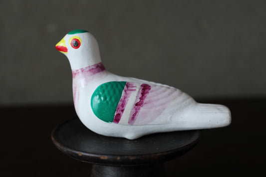 Japanese old pottery whistle Aomori and traditional toys Dove-shaped bird whistle in colors W4.7in/W12cm