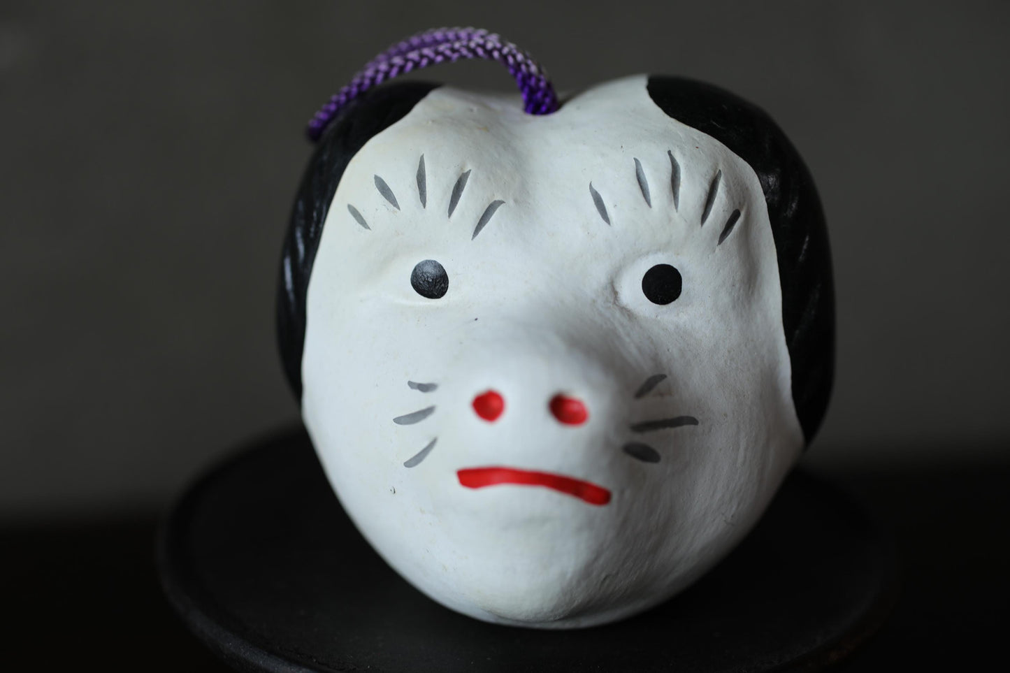 Japanese vintage old pottery bell traditional folk toys dog-shaped doll animal ornament with Kanji H3in/H7.5cm