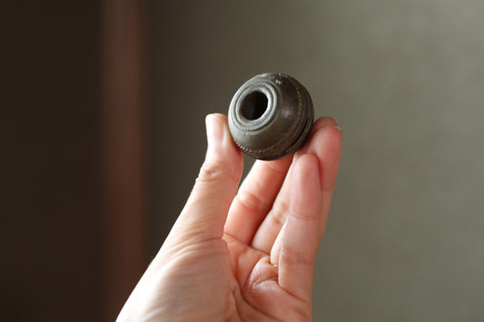 Japanese antique bronze Old good sound small bell for horses ornament Suzu 1800s Metal craft Paper weight 1.1×1.4in/2.8×3.5cm