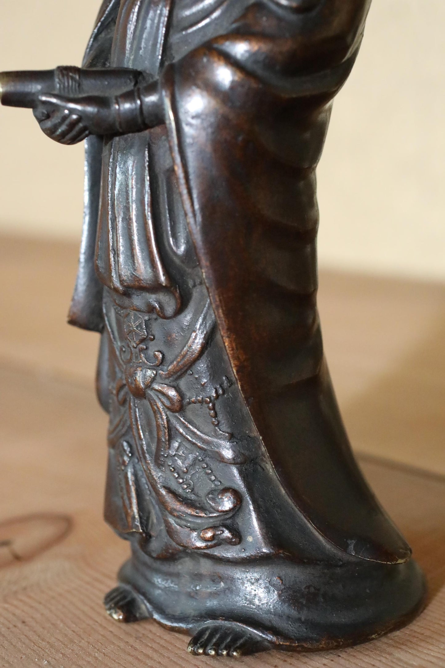FINE! Japanese vintage bronze metal buddha Kannon statue buddhist temple statue made of old Bronze H12.6in/H32cm