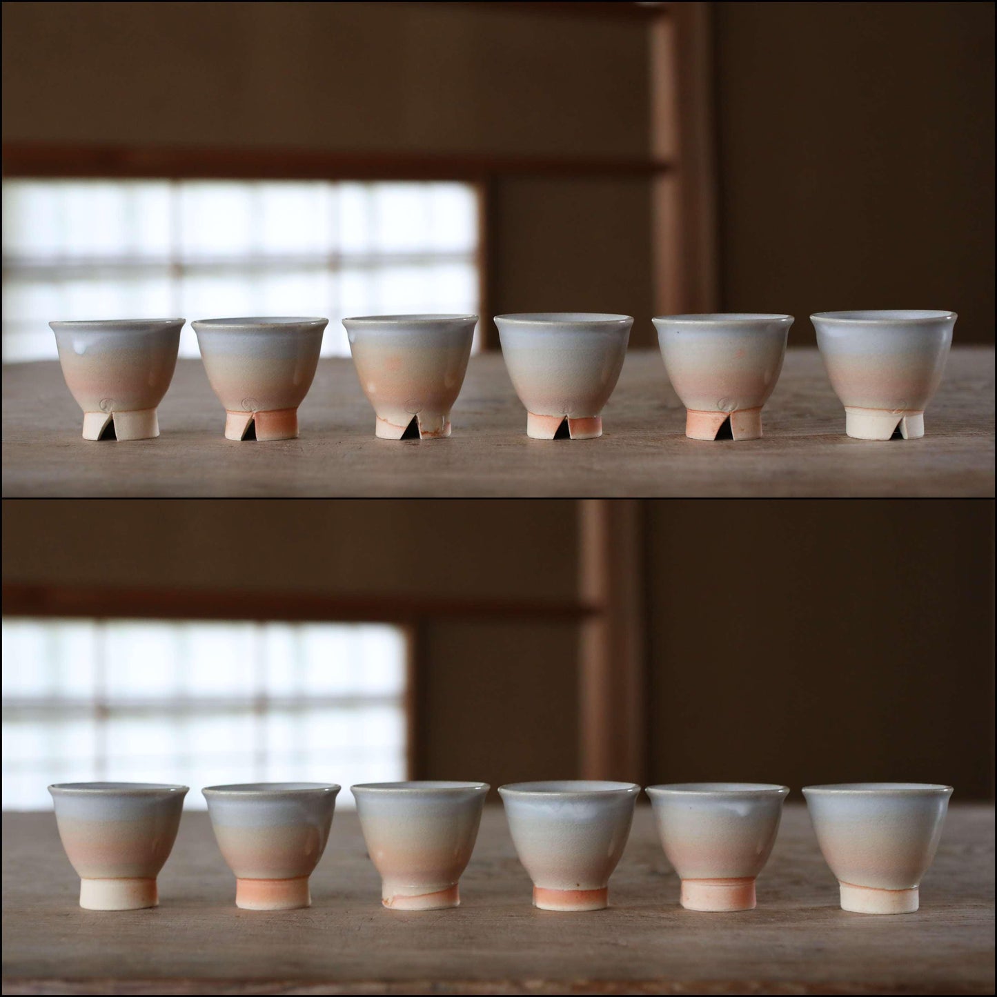 Japanese vintage HAGI ware ceramic kiln Perfect tea set, pot, 6cups, waste-water-container SENCHA tableware Tea ceremony For GIFT