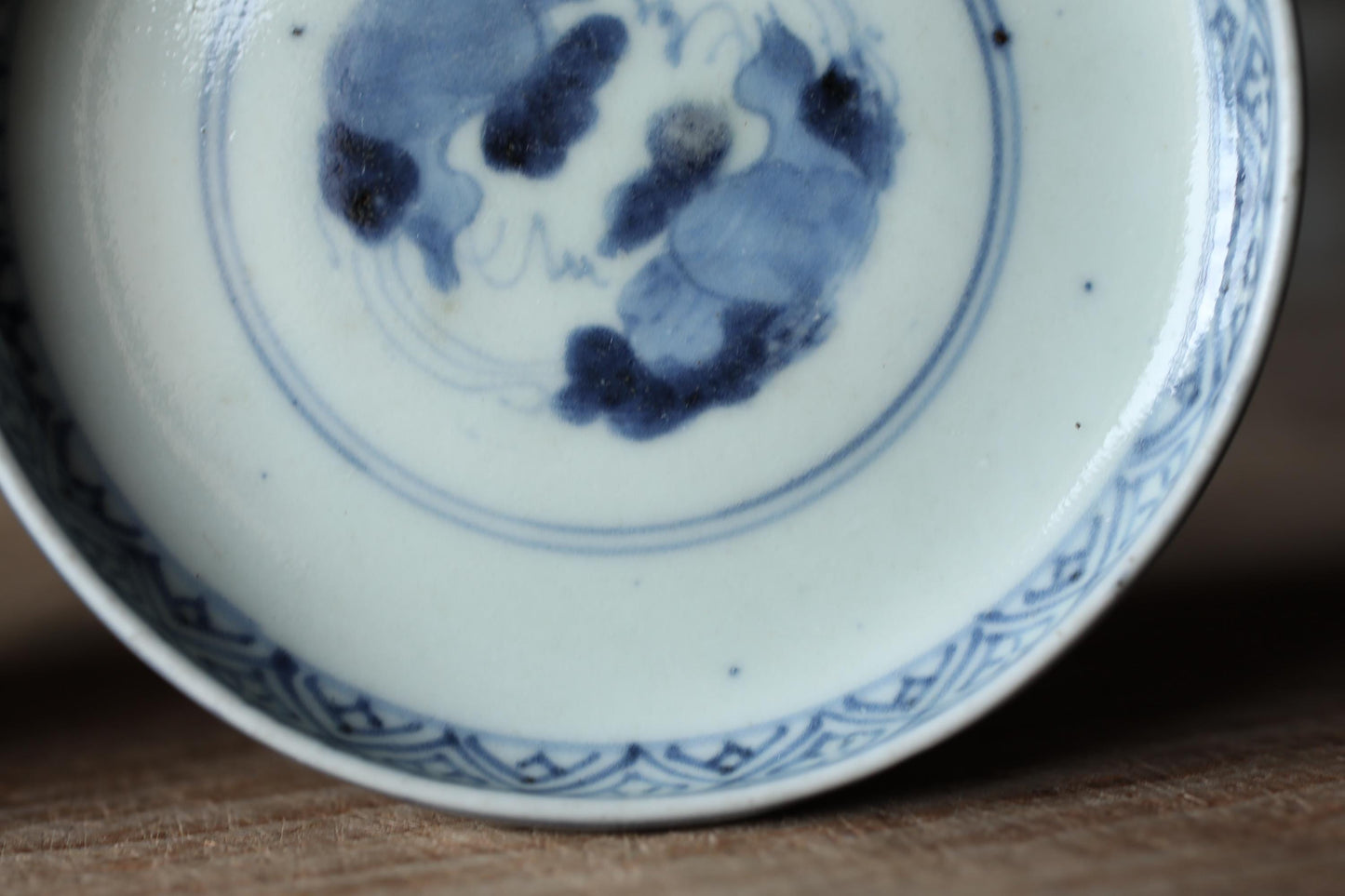 Pair of plates Japanese antiques EDO 1880s porcelain hand paint dish Indigo Blue White landscape pattern KOIMARI W4.1in/H10.4cm