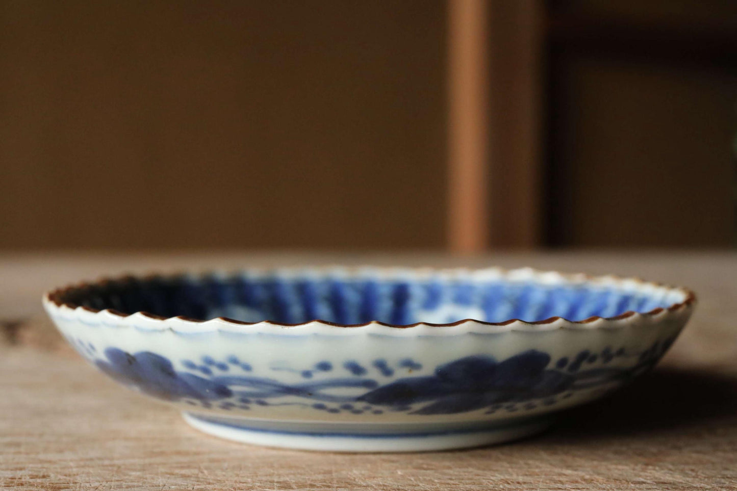 FINE! Set of 5 Japanese antique small Plates Dragons, Clouds, waves, porcelain 1890s Indigo Blue White hand painting IMARI 4.5in/11.5cm