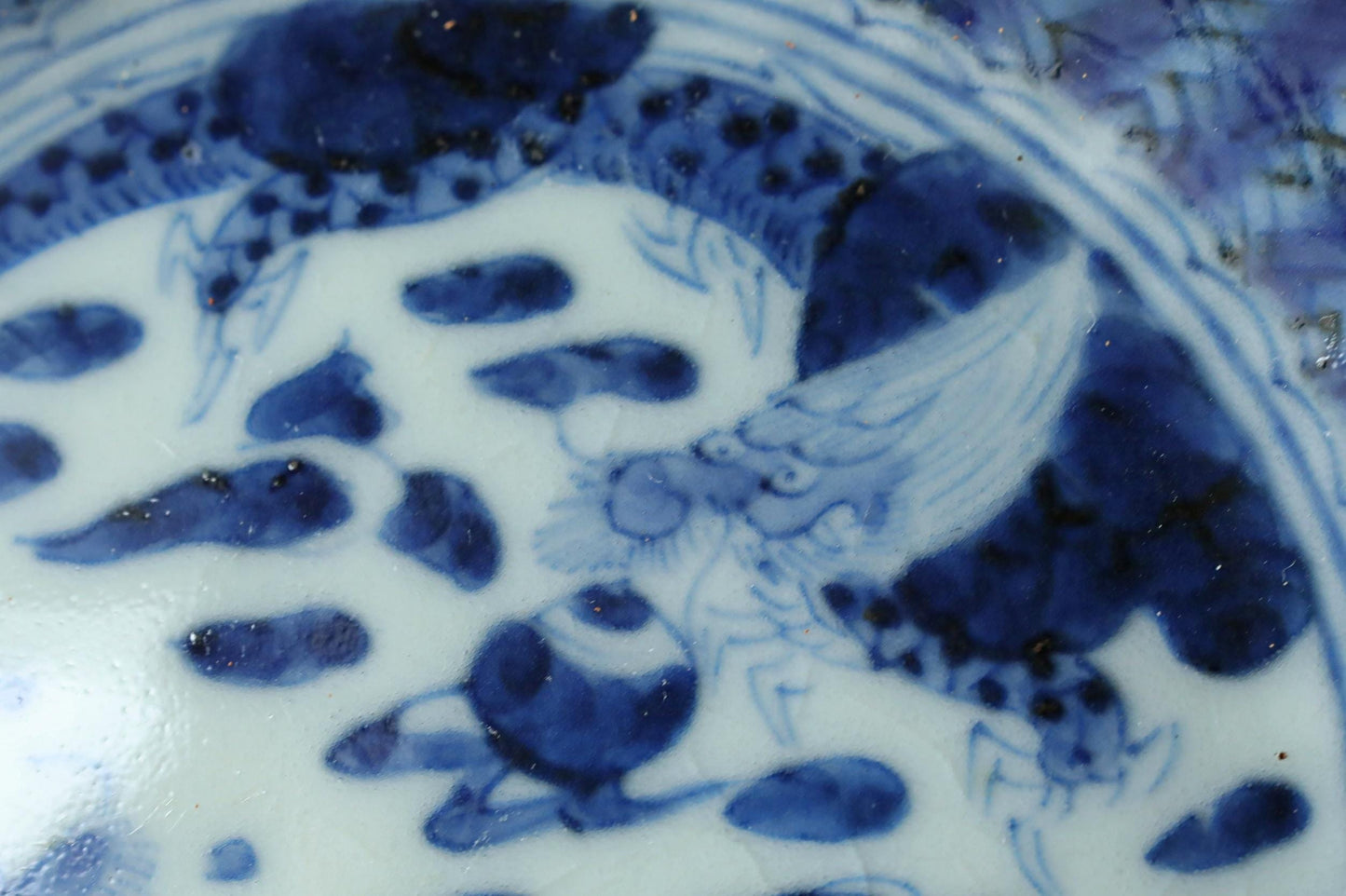 FINE! Set of 5 Japanese antique small Plates Dragons, Clouds, waves, porcelain 1890s Indigo Blue White hand painting IMARI 4.5in/11.5cm