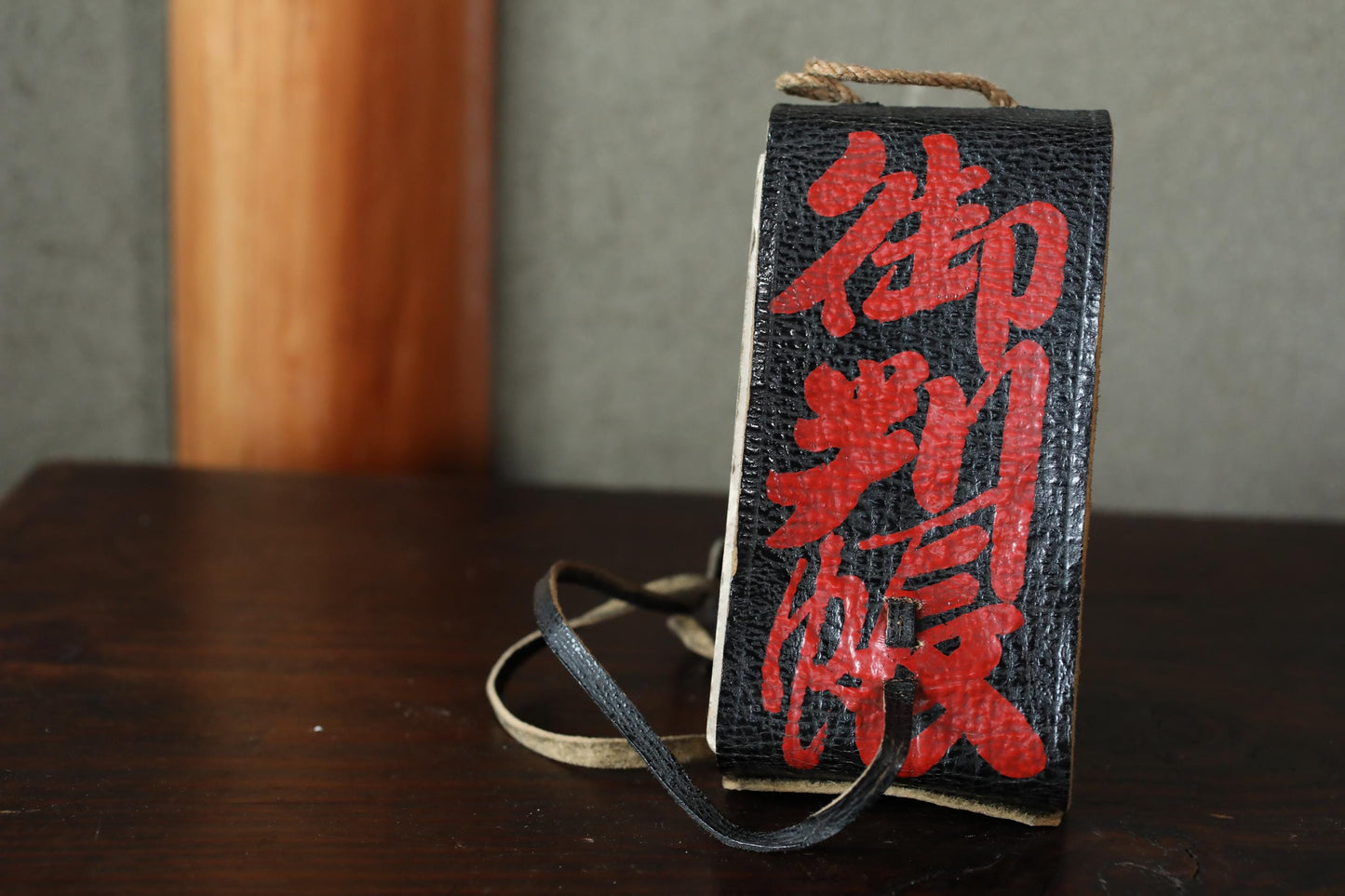 RARE! Japanese antique 1923s book leather cover with Kanji traditional for Visiting shrines and collecting stamps old blank notebook