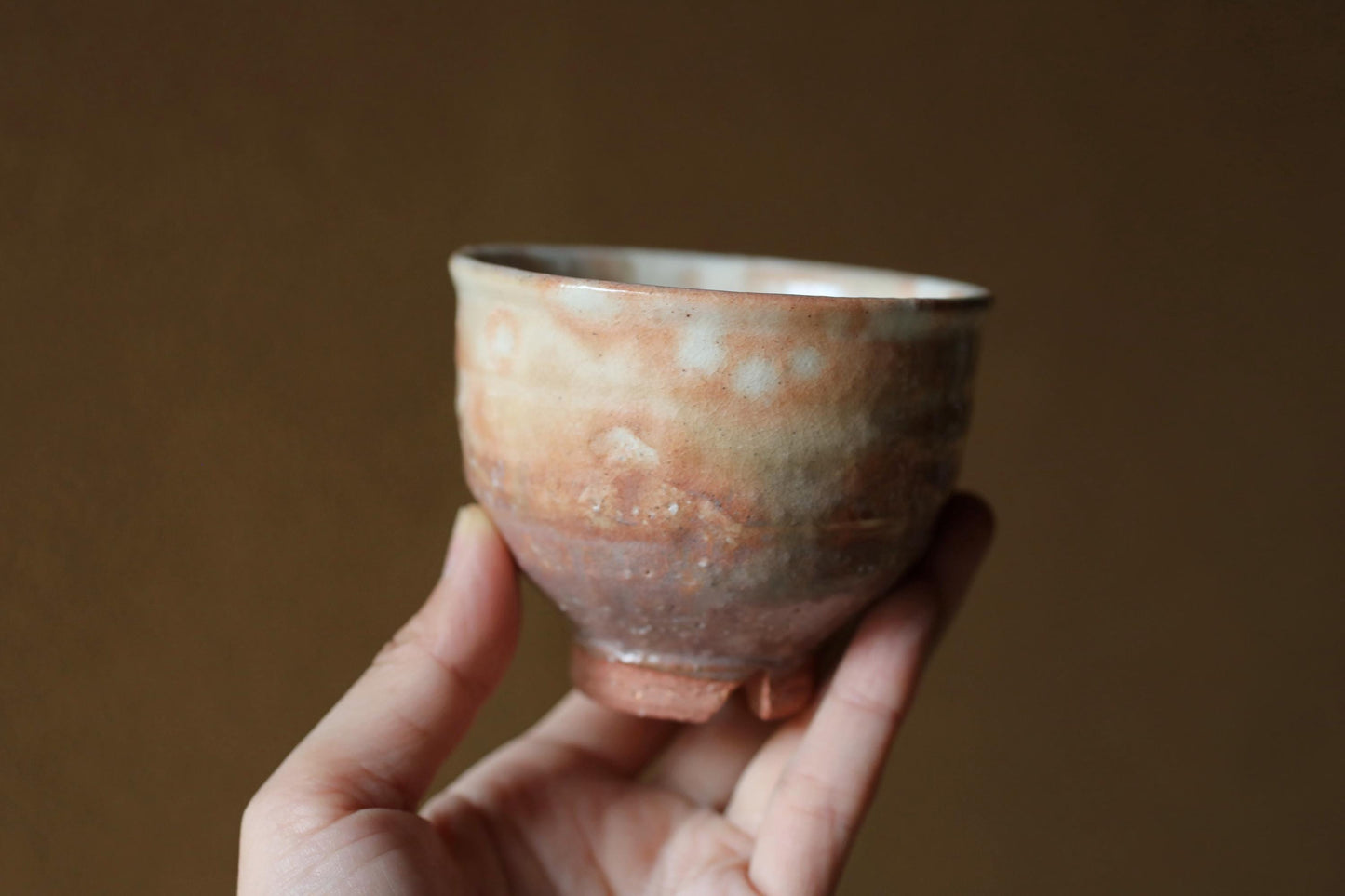Japanese vintage Set of 5 tea cups HAGI ware ceramic kiln Perfect tea cup for SENCHA with signed wooden box For GIFT "Yunomi" dot pattern