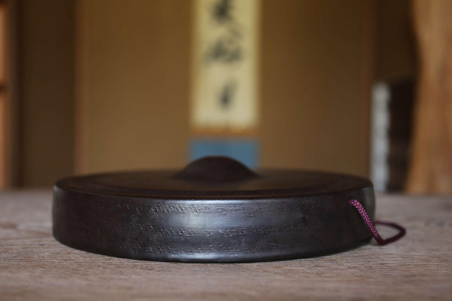 Japanese Large vintage buddhist alter bronze gong Music instrument bell with striker 11.8in/30cm 1980s