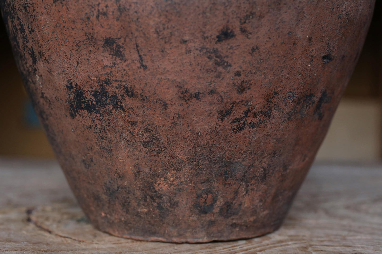 FINE! 1800s Japanese BIZEN hand made pottery jar Wabi Sabi kiln ceramic Edo Tea ceremony Ikebana H13.4×10.6in/H34×27cm