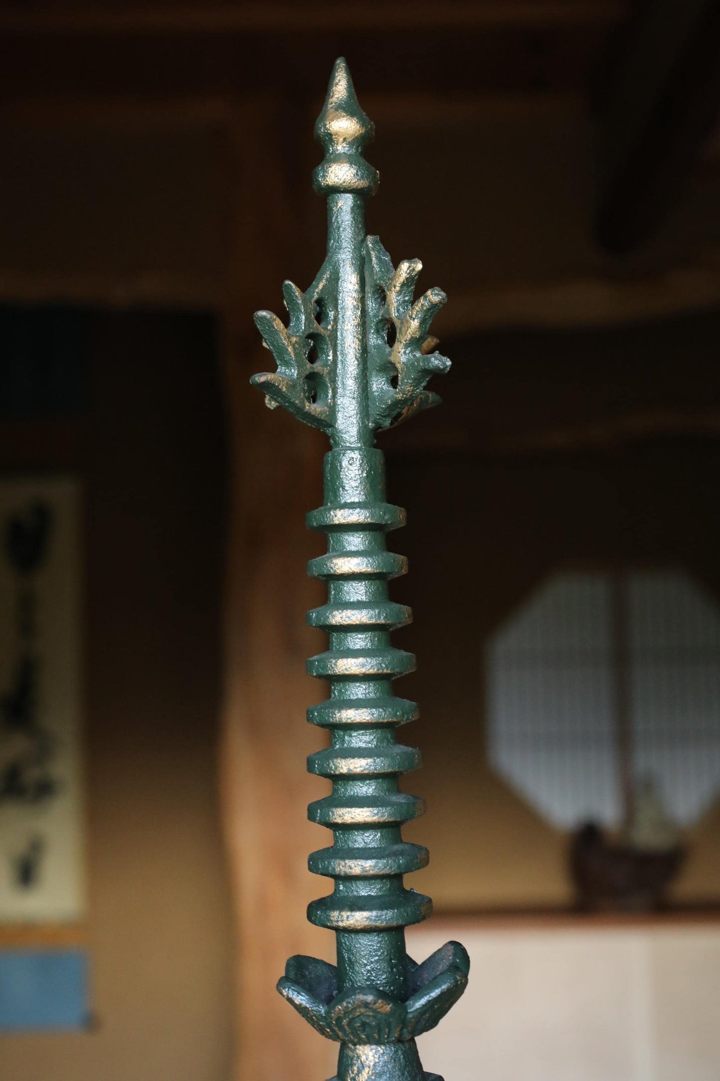 LARGE Japanese vintage iron five-storied Pagoda Buddhist architecture Kyoto garden design, Japanese metal interior H31.1×7.9in/H79×20cm