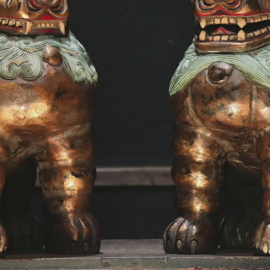 Japanese antique lions guardian deity