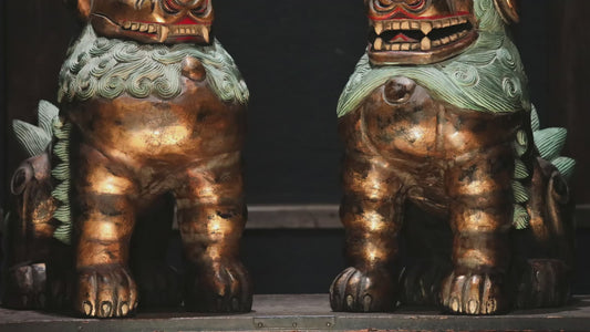 Japanese antique lions guardian deity