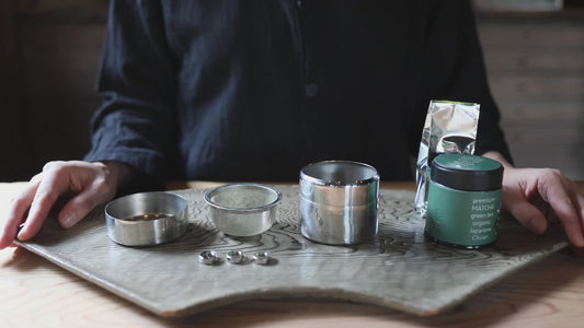 SET! Organic Matcha 1.1oz / 30g and sifter/strainer for Tea ceremony Easily creates smooth matcha Compatible stainless Canister