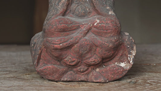 Antique Japanese Wood Amitabha Buddha Statue, 1700s Edo Period