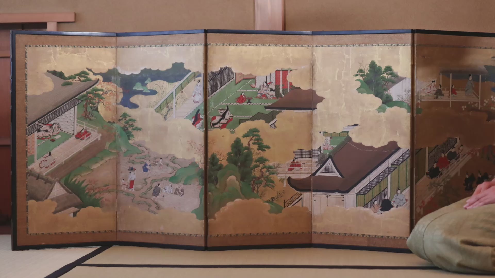 Japanese edo painting gold byobu
